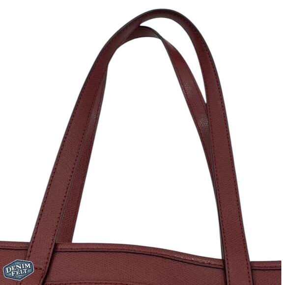 Michael by Michael Kors Maroon Cross Grain Leather Jet Set Tote/ Shoulder Purse - Picture 9 of 15